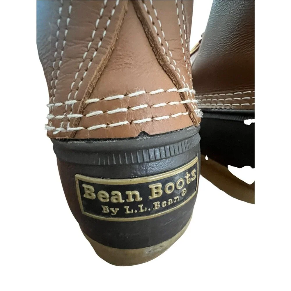 L.L.Bean Bean Boots 6” Men’s Size 8 Brown Leather Rubber Duck Boots Made USA